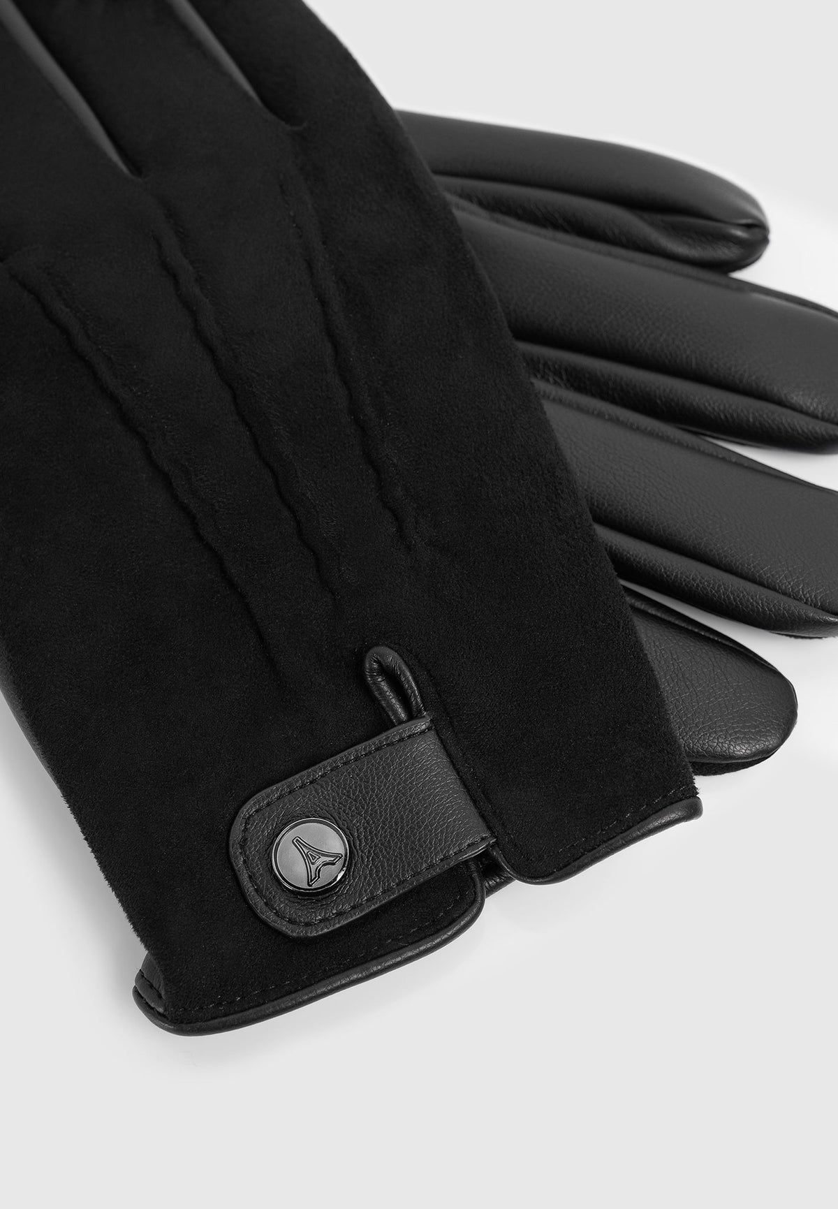 Mario - Suede & Leather Gloves - Black