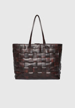Sam - Vintage Leather Woven Tote Bag - Brown