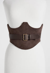 Chloe - Suede Corset with Belt - Brown