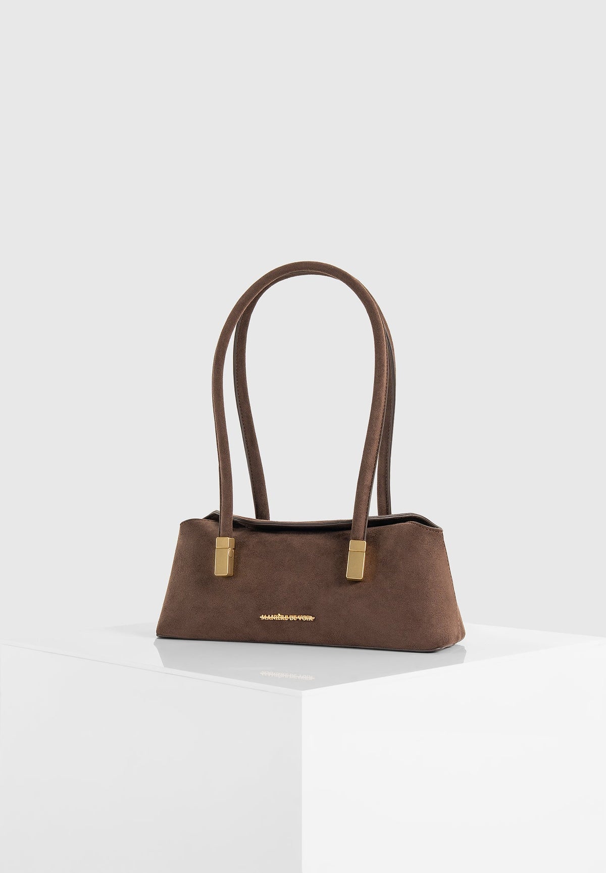Annelise - Suede Baguette Bag - Brown