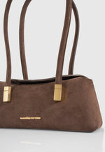 Annelise - Suede Baguette Bag - Brown
