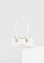 Annelise - Pebbled Leather Baguette Bag - White