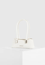 Annelise - Pebbled Leather Baguette Bag - White