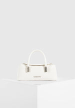 Annelise - Pebbled Leather Baguette Bag - White
