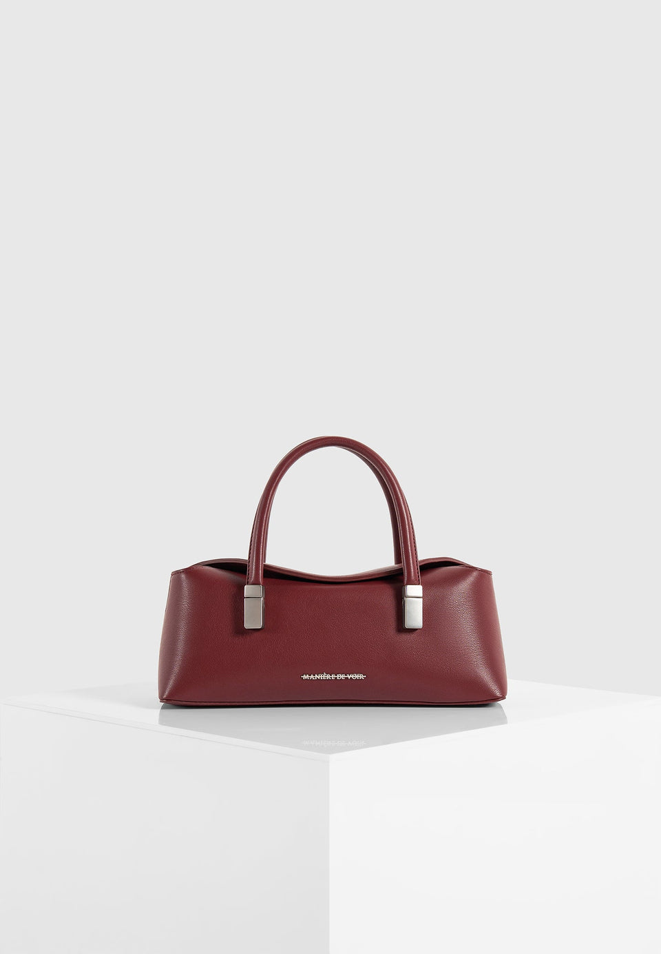 Annelise - Pebbled Leather Baguette Bag - Wine Red