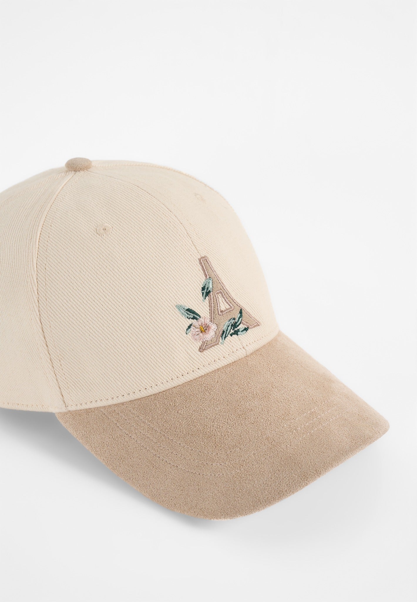 Floral Eiffel Suede Contrast Cap - Beige