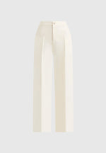 Blanche - Leather Panel Tailored Pants - Off White
