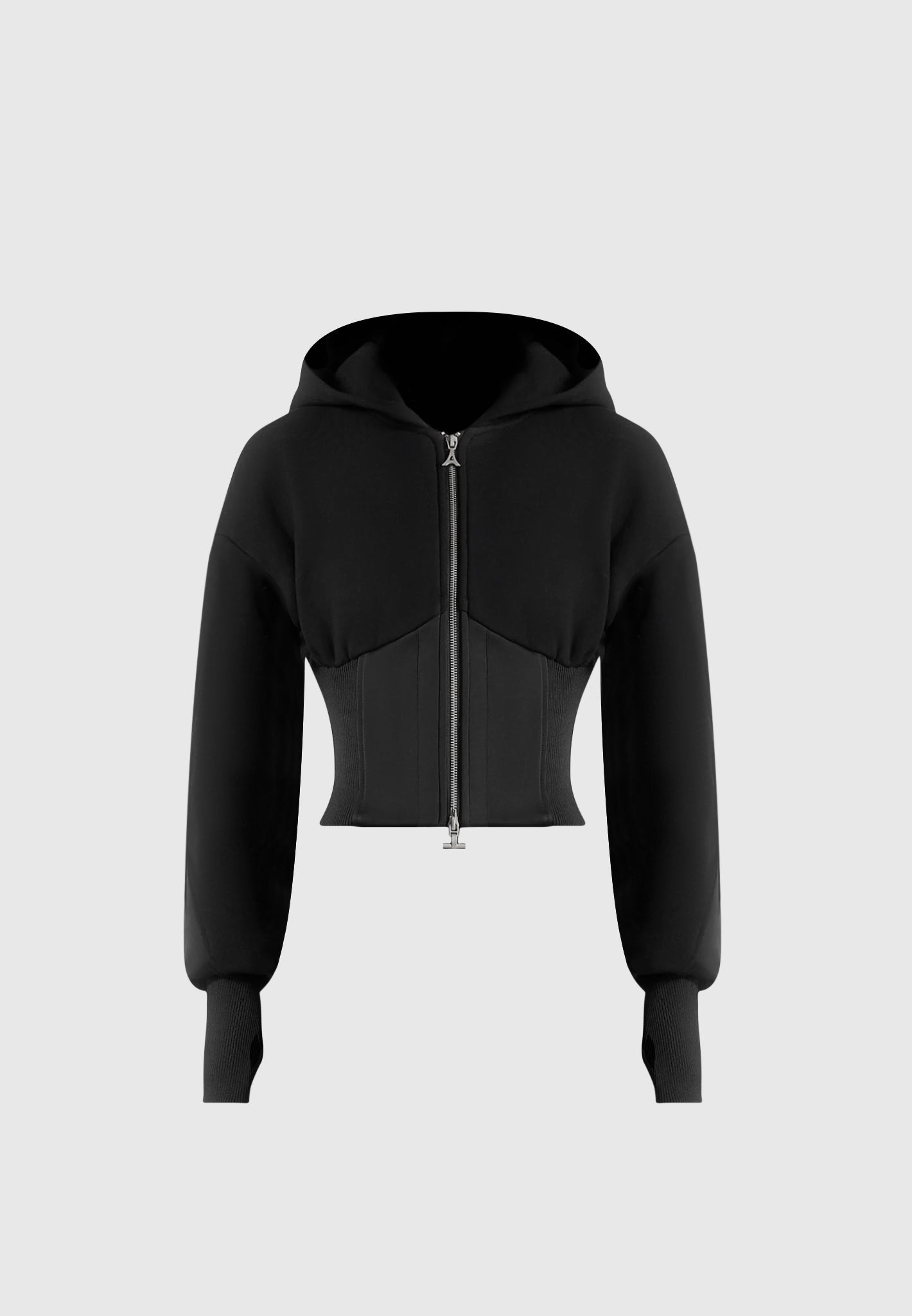 brune-corset-jersey-and-satin-zip-hoodie-black
