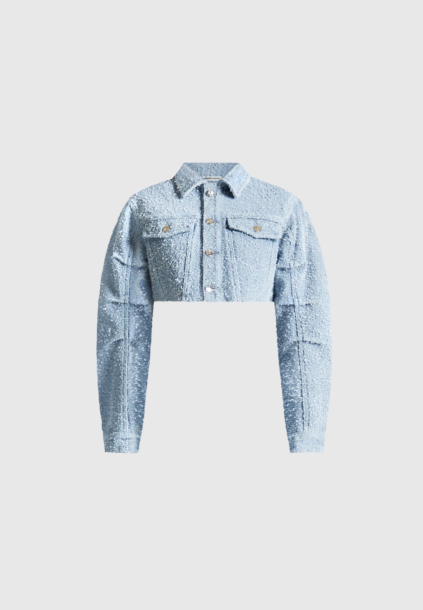 Catherine - Denim Cropped Boucle Jacket - Mid Blue