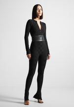 chequerboard-knit-jumpsuit-with-belt-black