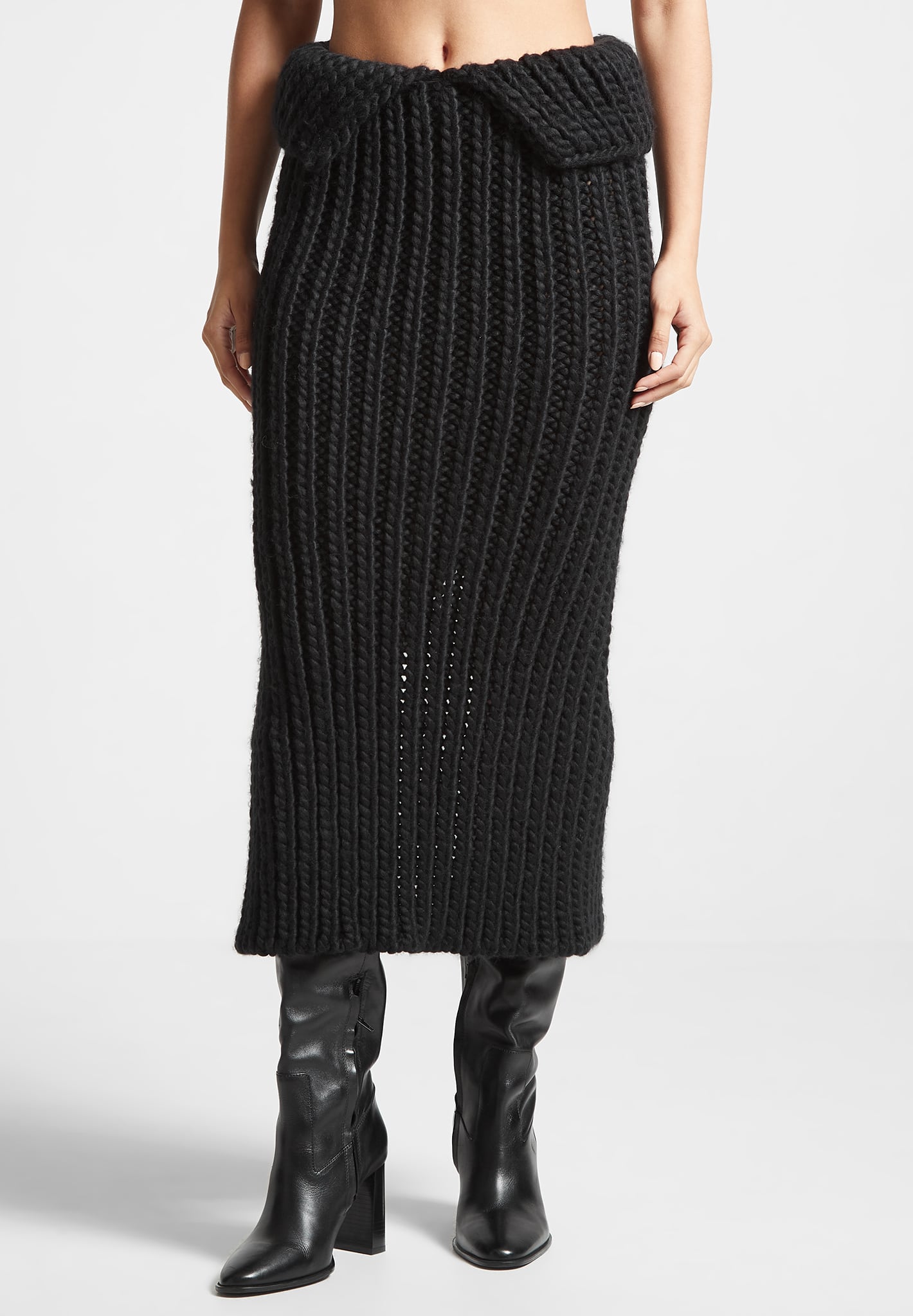 chunky-knit-midaxi-skirt-black