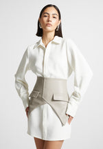 Corset Shirt Dress - White/Beige