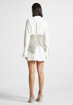 Corset Shirt Dress - White/Beige