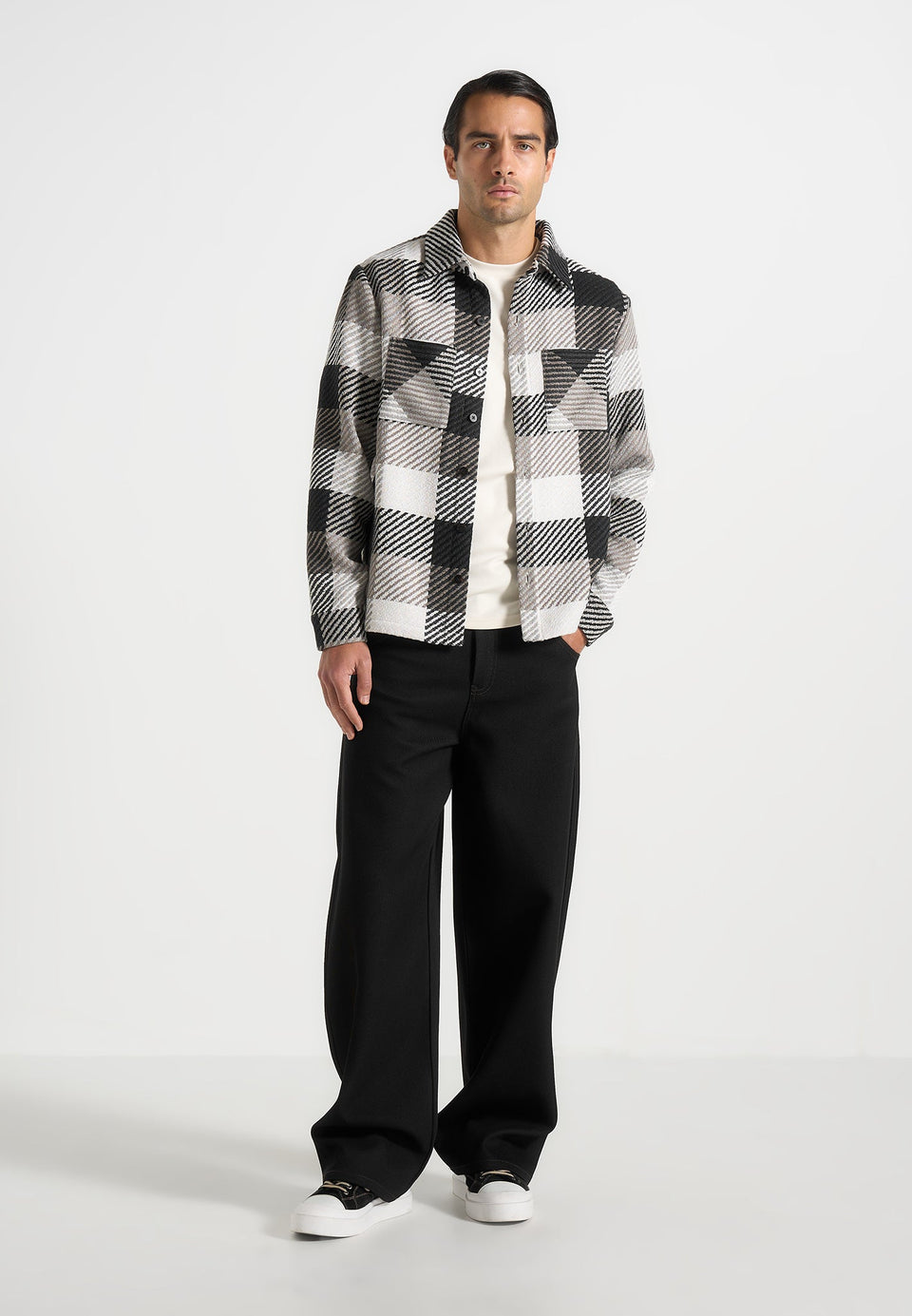 rune-unisex-check-overshirt-black