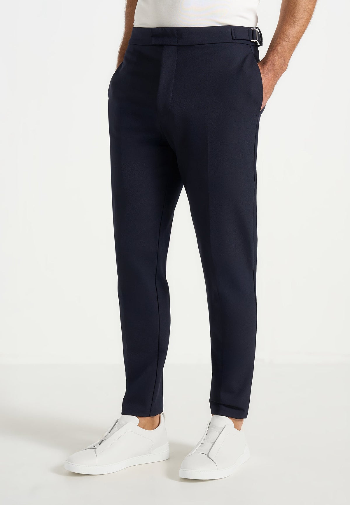 Aiden - Slim Fit Stretch Pants - Navy