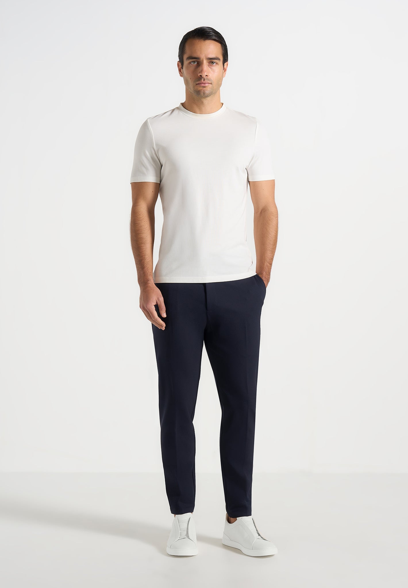 Aiden - Slim Fit Stretch Pants - Navy