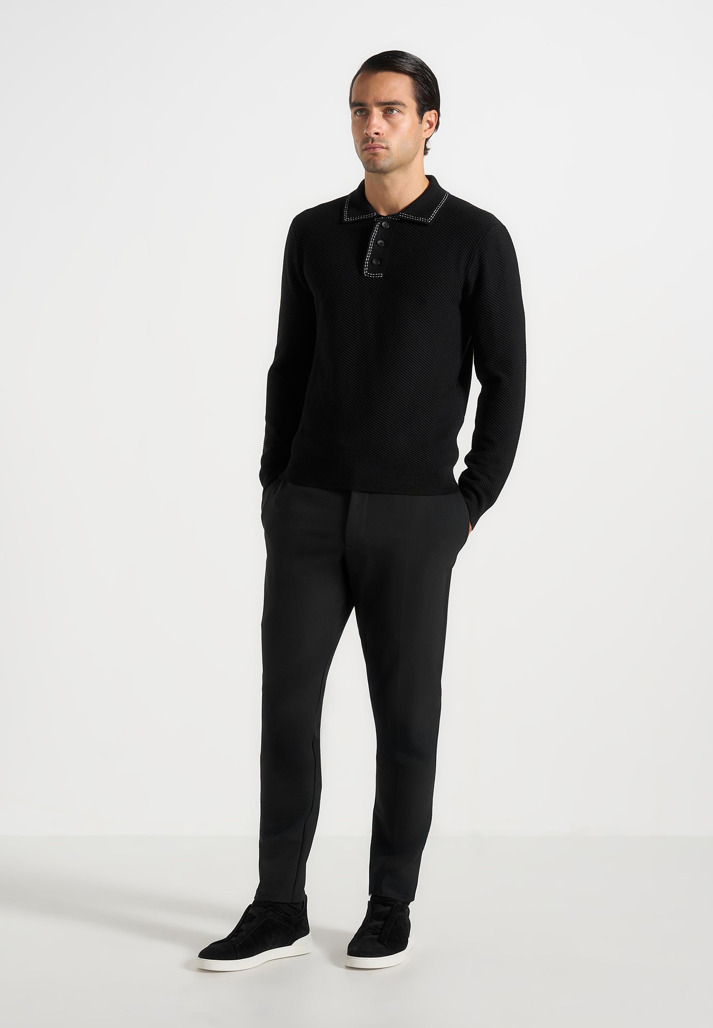 Aiden - Slim Fit Stretch Pants - Black