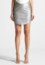 dipped-waist-metallic-mini-skirt-grey