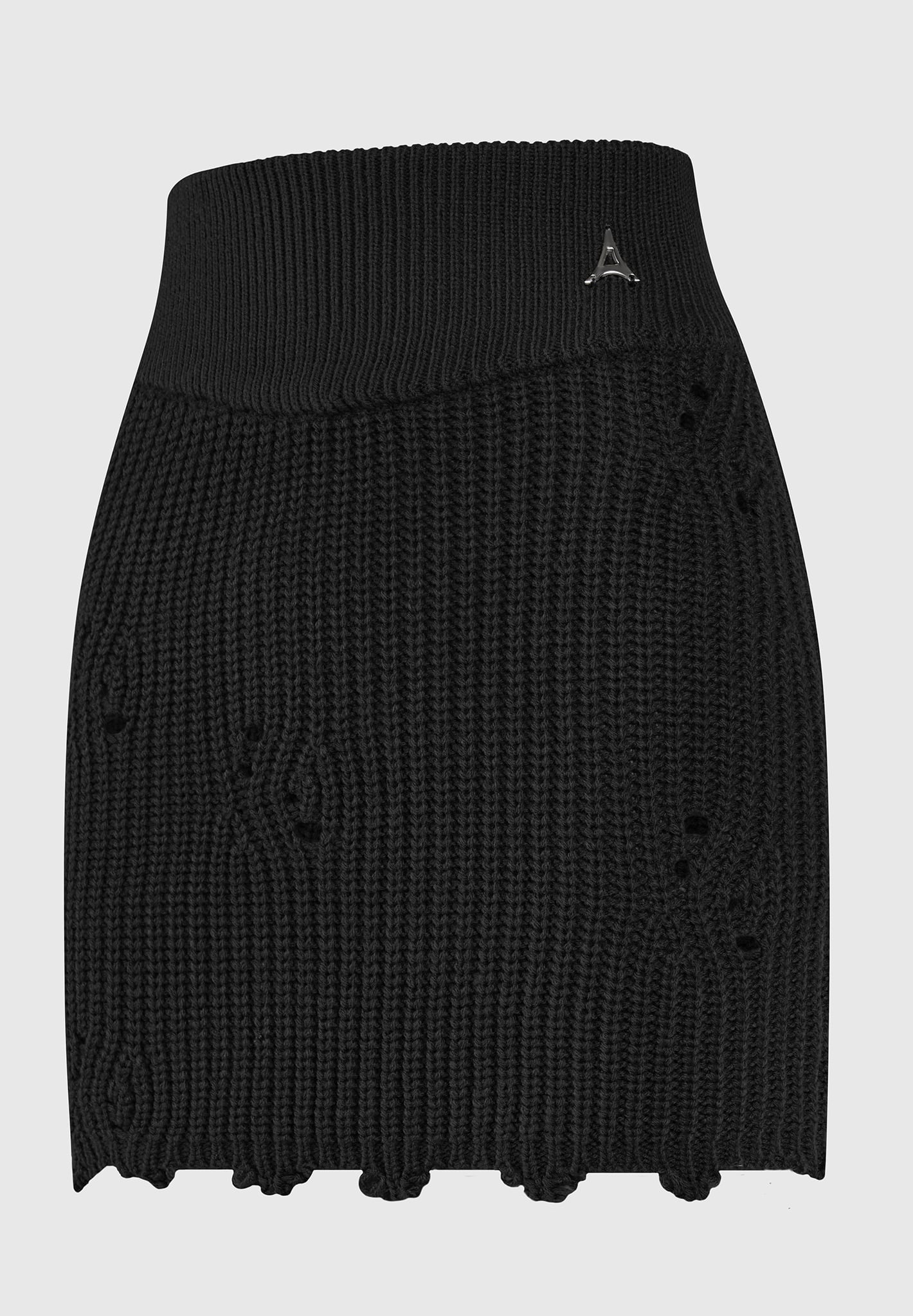 distressed-knit-mini-skirt-black