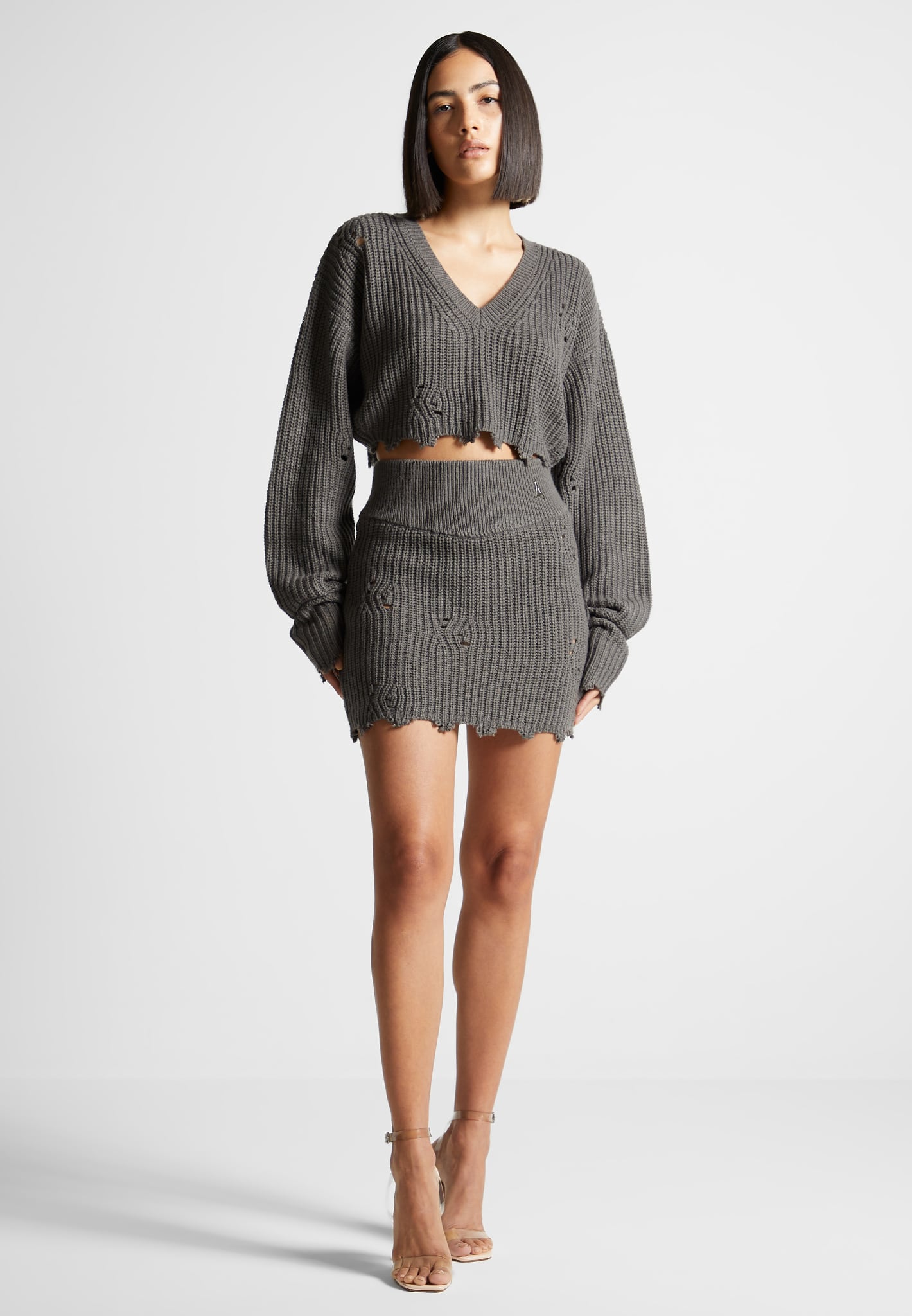 distressed-knit-mini-skirt-khaki