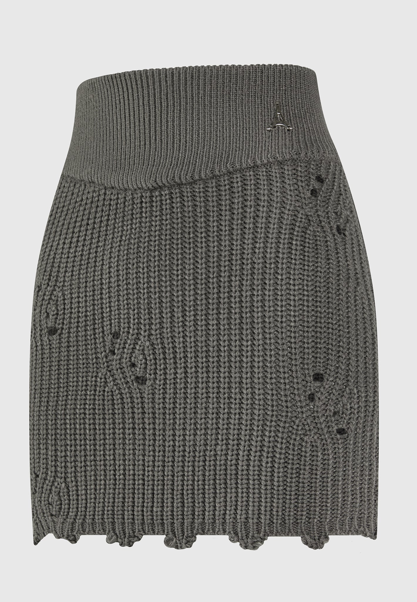 distressed-knit-mini-skirt-khaki