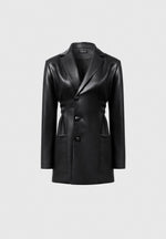 double-breasted-vegan-leather-blazer-dress-black