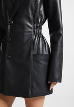 double-breasted-vegan-leather-blazer-dress-black