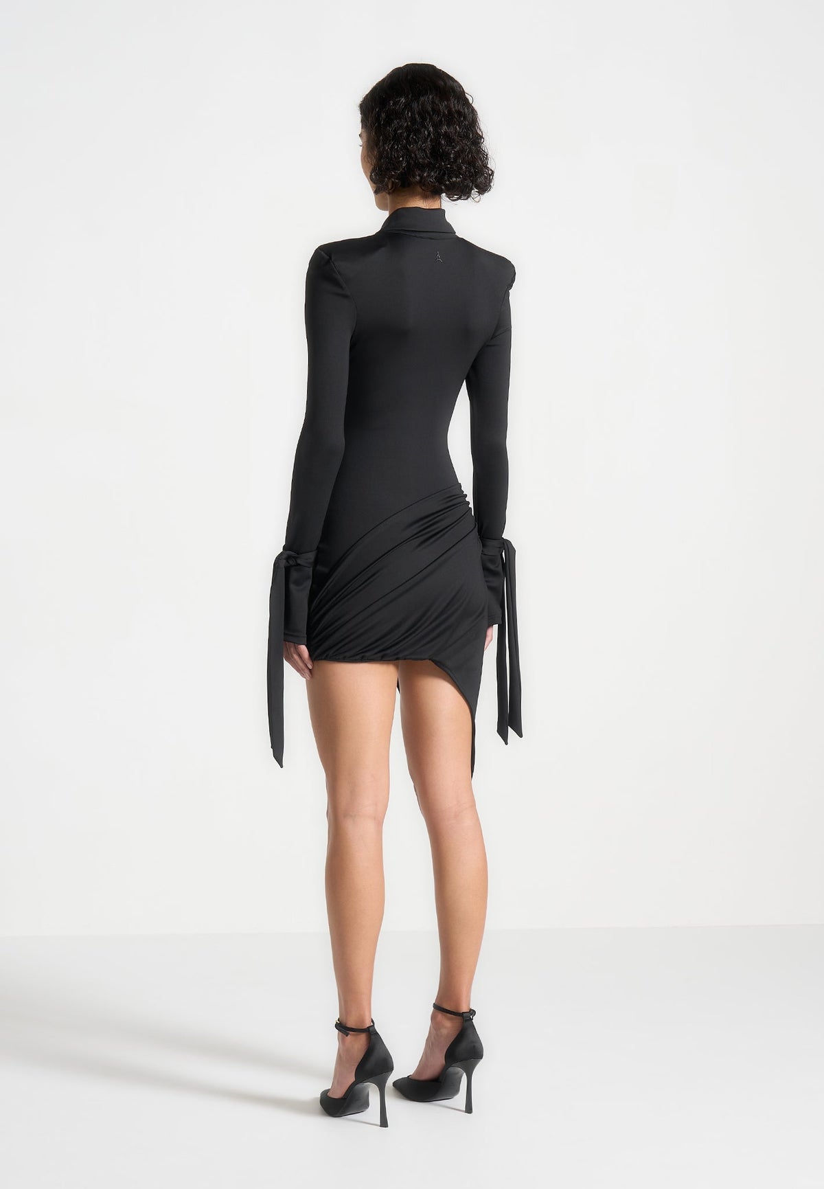 Diane - Draped Asymmetric Mini Dress - Black