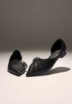 Celeste - Leather Ballet Flats with Hardware - Black