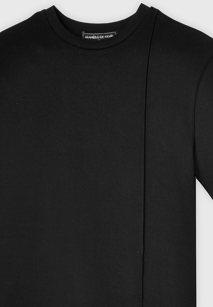 eternal-slim-fit-cotton-t-shirt-with-pleat-black