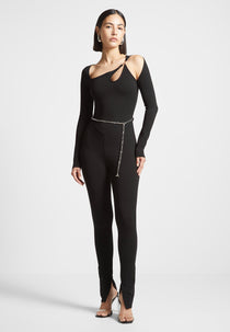 Eiffel Chain Detail Jumpsuit - Black