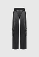 elasticated-waist-vegan-leather-cargo-trousers-black