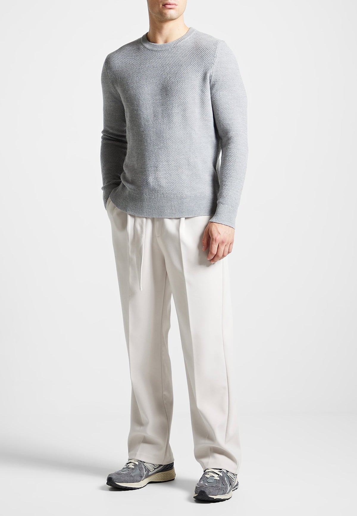 Gabin - Textured Wool Blend Jumper - Grey