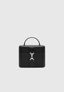 Leather Eiffel Clasp Vanity Case - Black