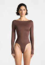 BS003 - Boat Neck Bodysuit - Brown