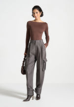 BS003 - Boat Neck Bodysuit - Brown