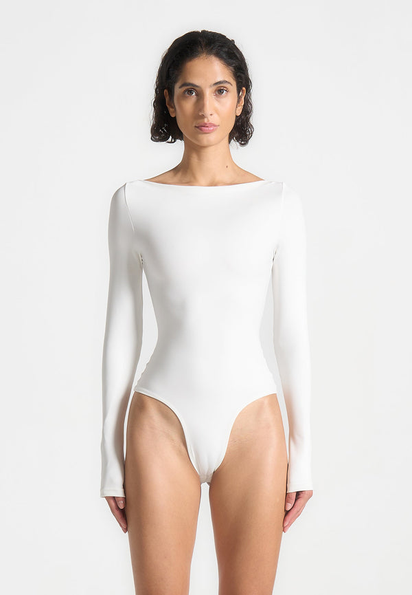 Éva - Boat Neck Bodysuit - White