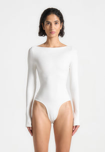 BS003 - Boat Neck Bodysuit - White