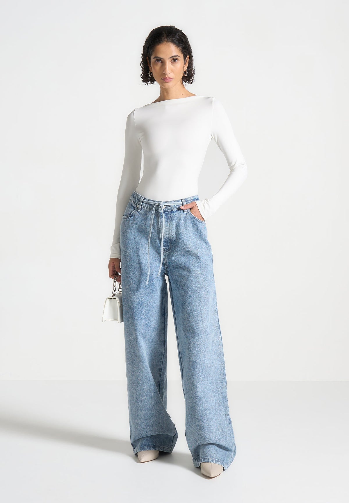BS003 - Boat Neck Bodysuit - White