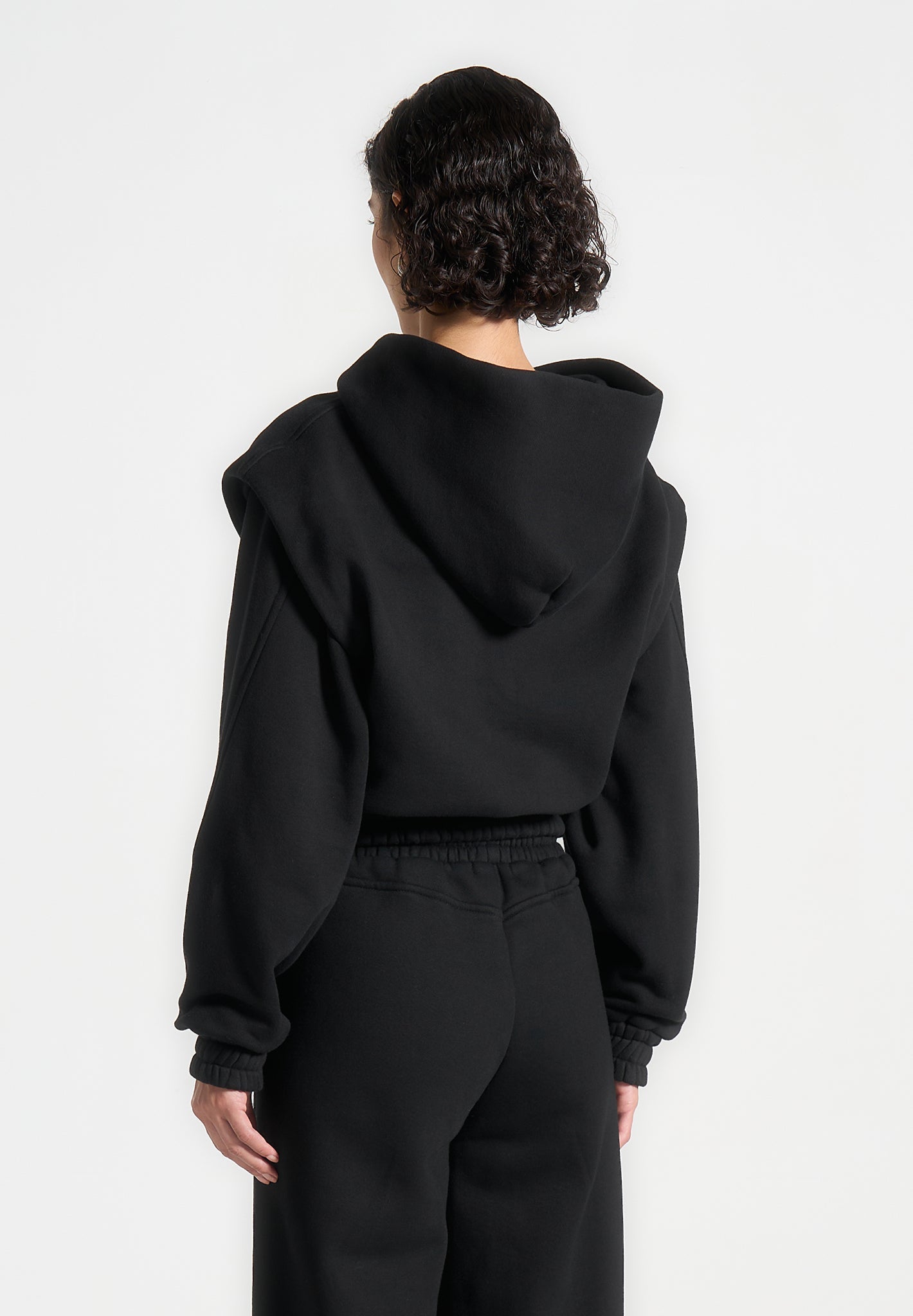 Louna - Wide Shoulder Zip Through Hoodie - Black