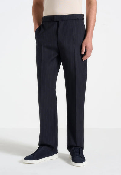 Joseph - Regular Fit Pinstripe Tailored Pants - Navy