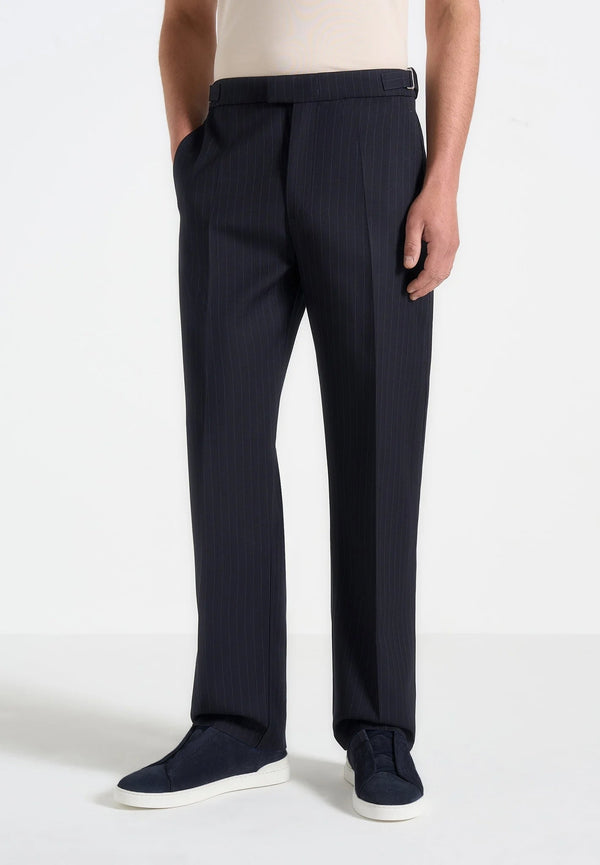Joseph - Regular Fit Pinstripe Tailored Pants - Navy
