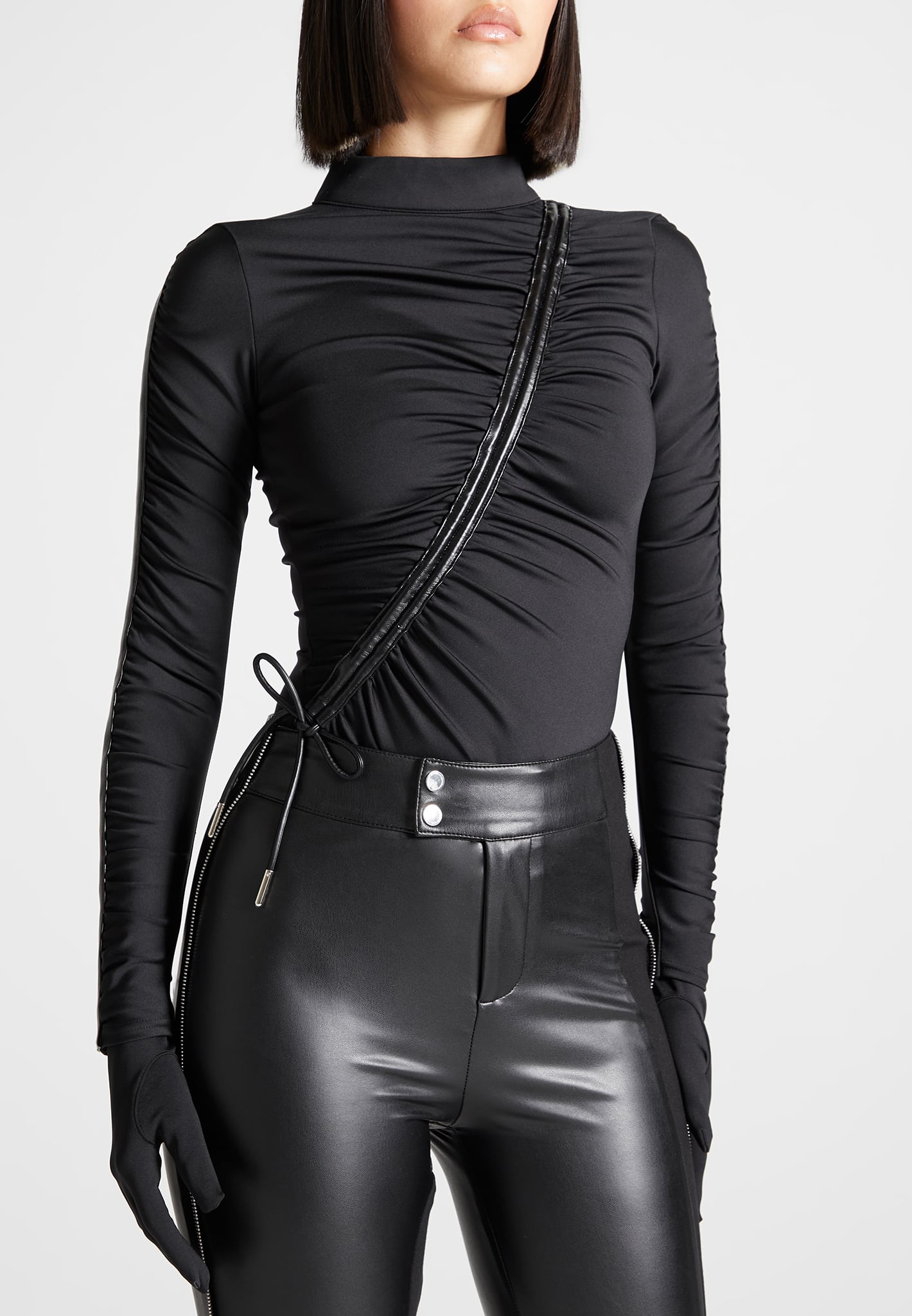 mid-neck-glove-bodysuit-with-ruching-black