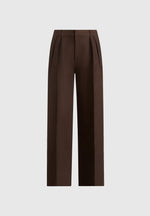 Julie - Tailored Twin Pleat Pants - Brown