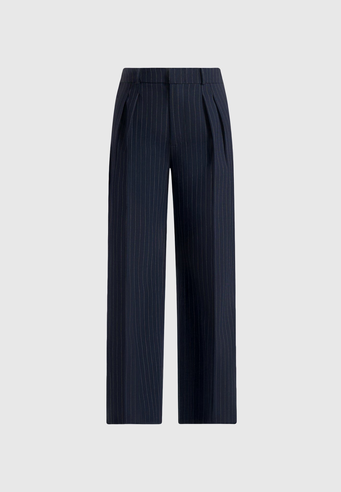 Julie - Pinstripe Twin Pleat Tailored Pants - Navy