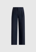Julie - Pinstripe Twin Pleat Tailored Pants - Navy