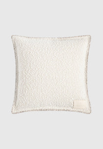 Boucle & Whipstitch Reversible Cushion - Brown/Cream