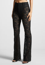 Lace Fit and Flare Pants - Black