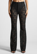 Lace Fit and Flare Pants - Black