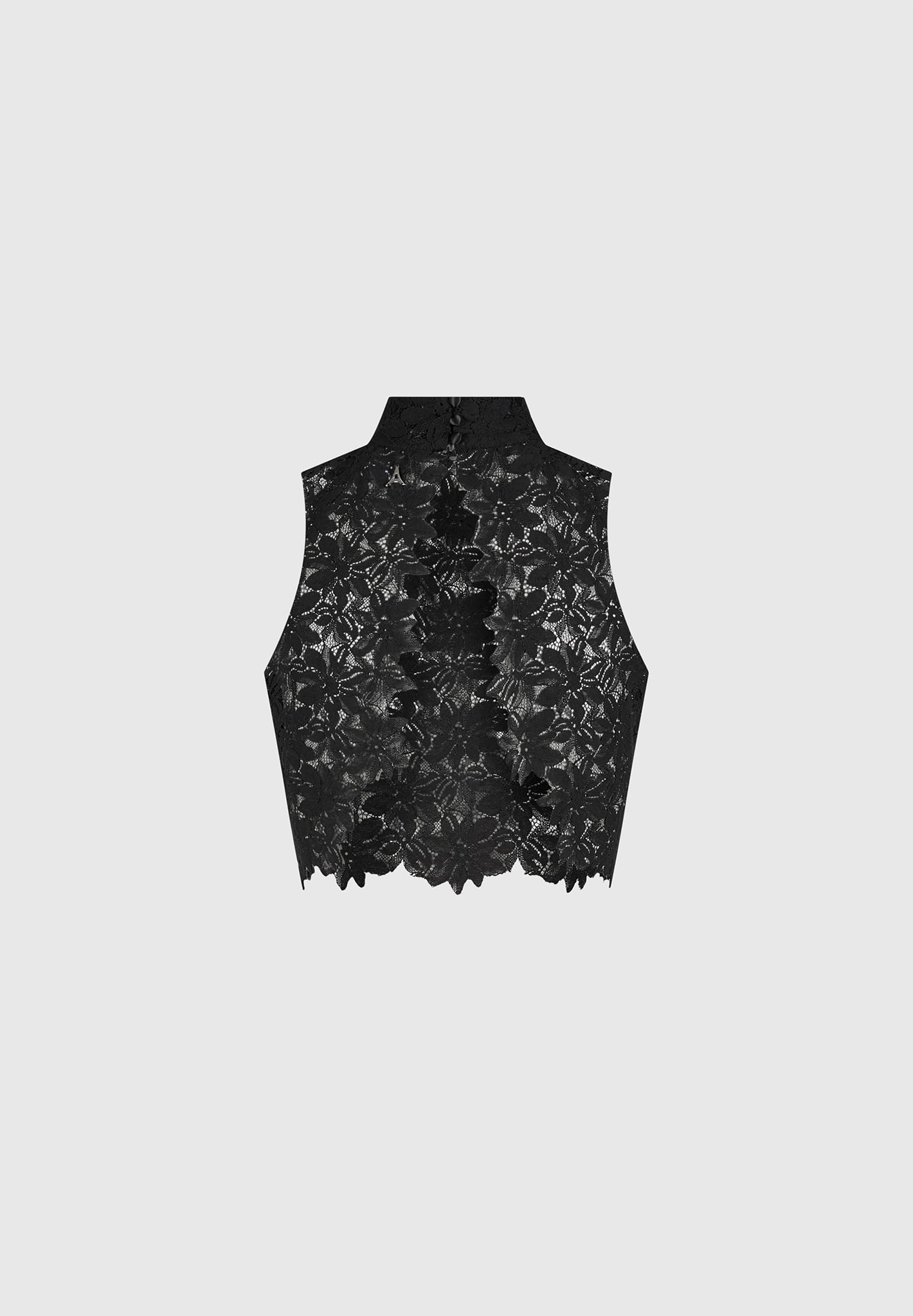 Lace Open Back Top - Black